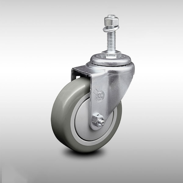 Service Caster 4 Inch SS Gray Polyurethane Wheel Swivel 10mm Threaded Stem Caster SCC SCC-SSTS20S414-PPUB-M1015 - main